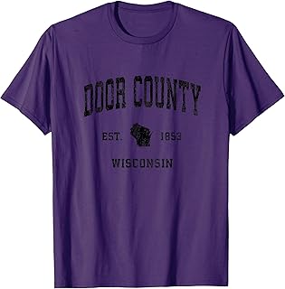Door County Wisconsin WI Vintage Athletic Black Sports Desig T-Shirt