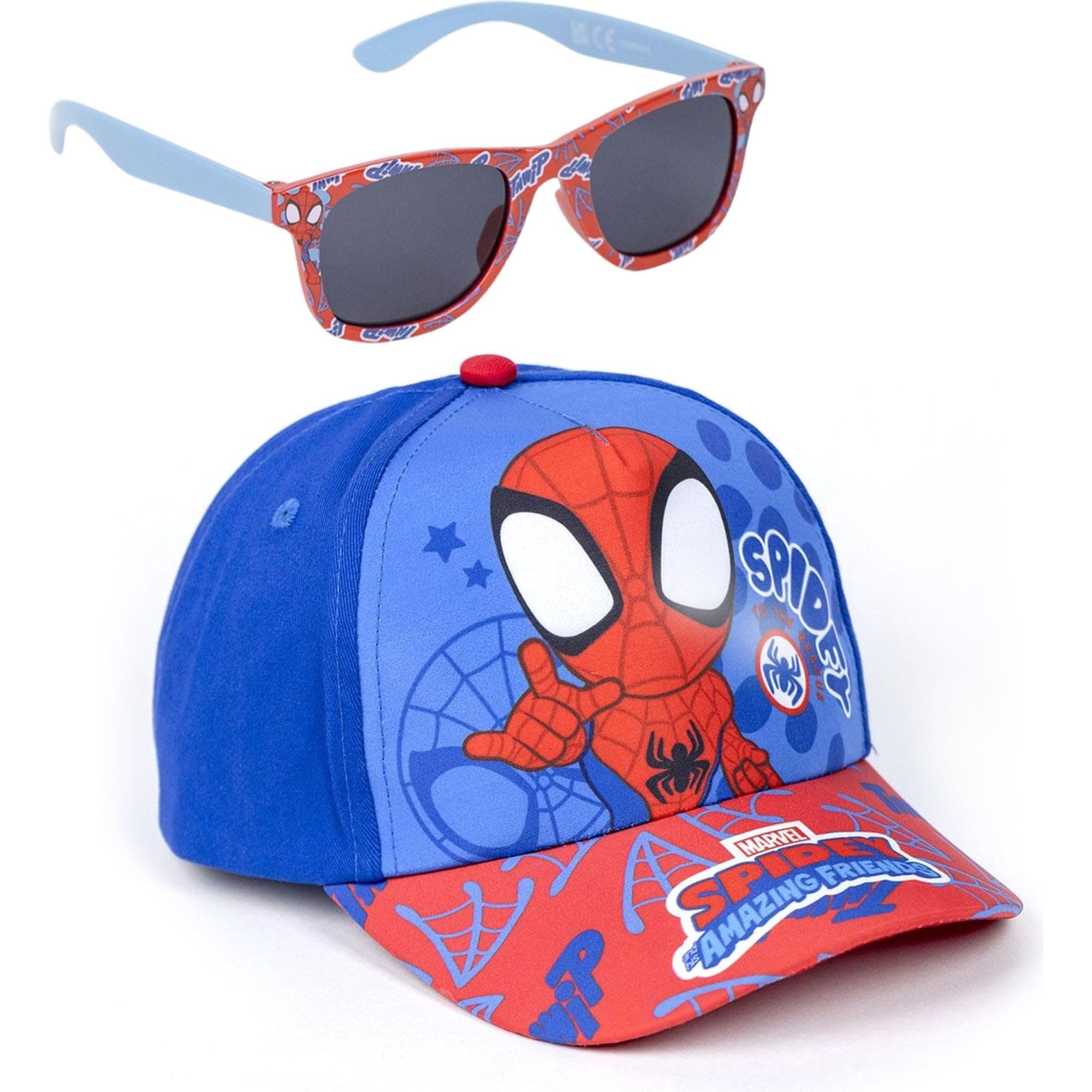 Gorra y Gafas de Sol Marvel Set Infantil Original para Niñ@s Unisex - Gorra y Gafas Avengers Accesorios Verano Gafas Protección UV y Gorra Ajustable