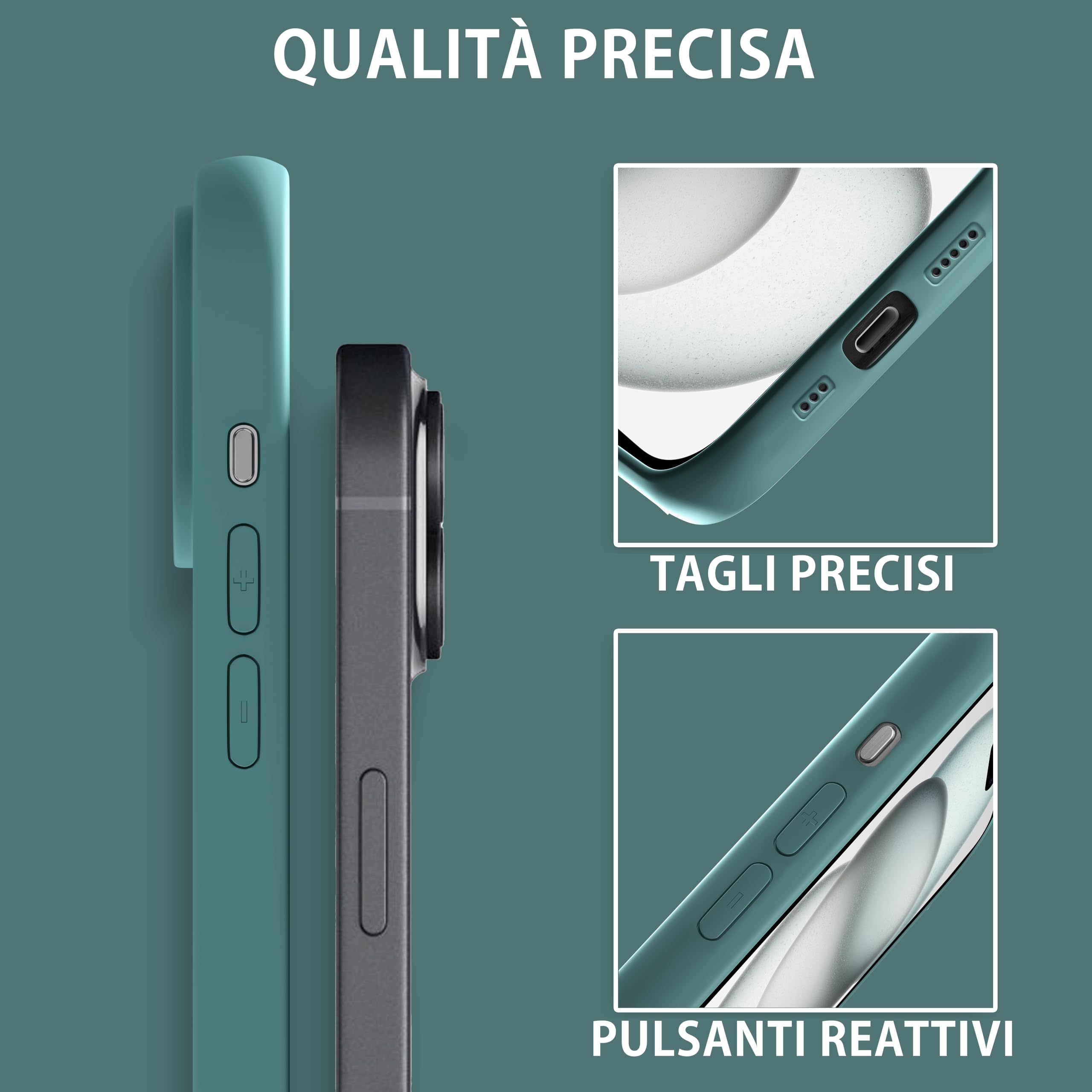 MyGadget Cover per iPhone 15 Pro - Custodia Protettiva in Silicone Morbido – Case TPU Flessibile - Ultra Protezione Antiurto & Antiscivolo Verde Oliva