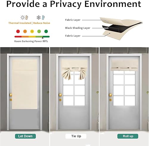 Miniatura 6 de WdFour - Cortinas para oscurecer la habitación, para ventana de puerta y puerta de cristal, cortina lateral para puerta delantera, 30 pulgadas de