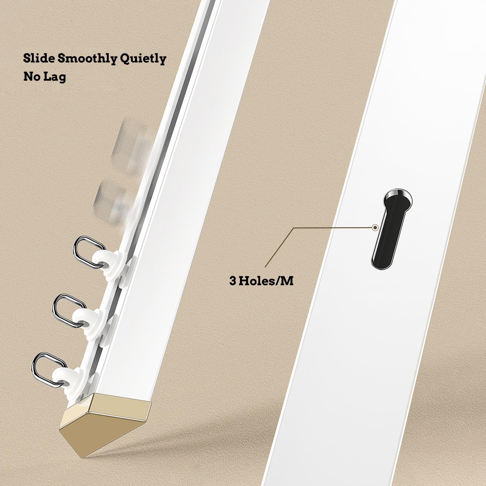 Rail de rideau ultra fin simple ou double pour chambre à coucher, salon, baie vitrée, douche (simple 130 cm) Design élégant Installation facile