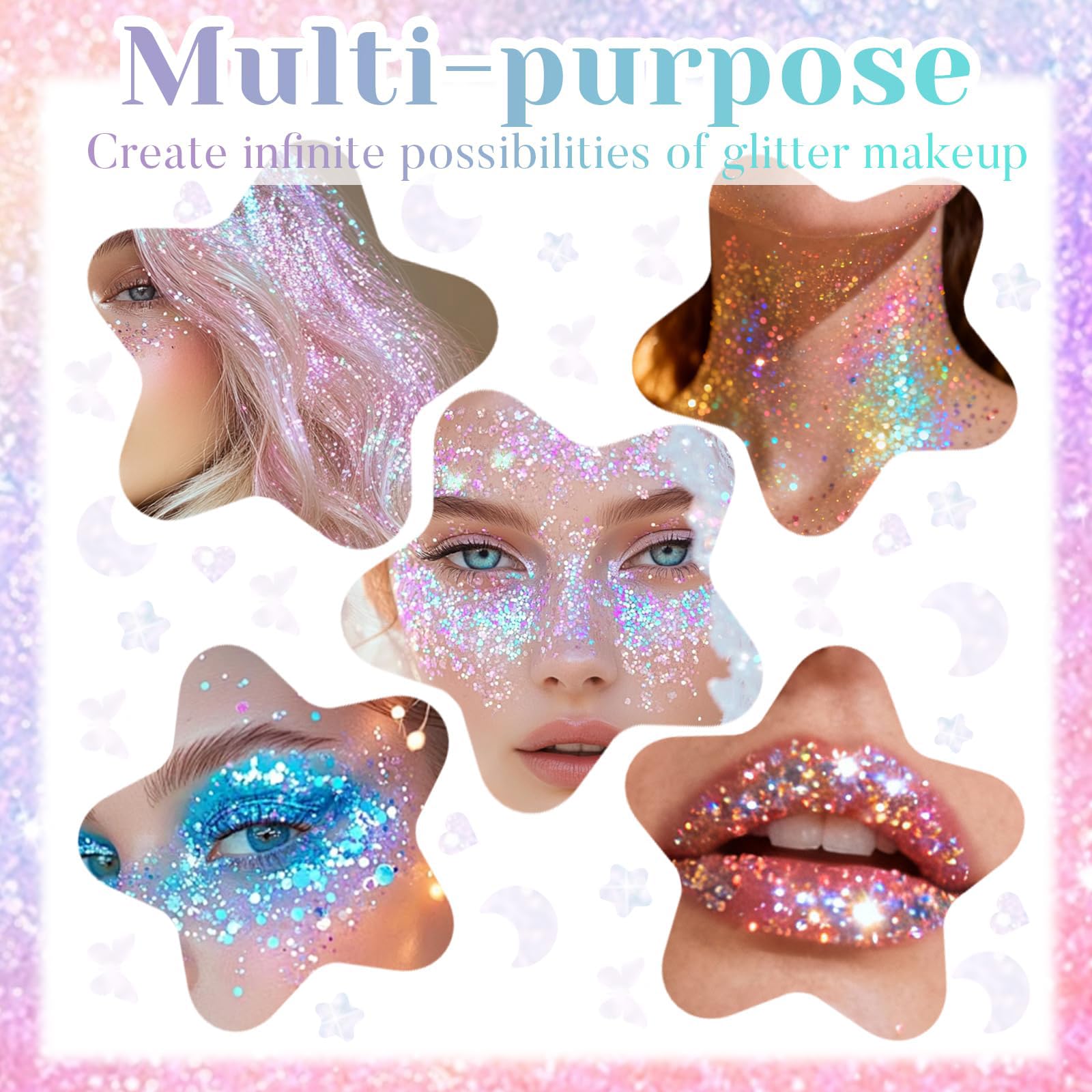40 Colori Palette Ombretti Glitter, Palette Make Up per Corpo e Viso, Gel Glitter per Ombretti, Make Up Adulti Bambini, Set Trucco Carnevale Feste e Halloween