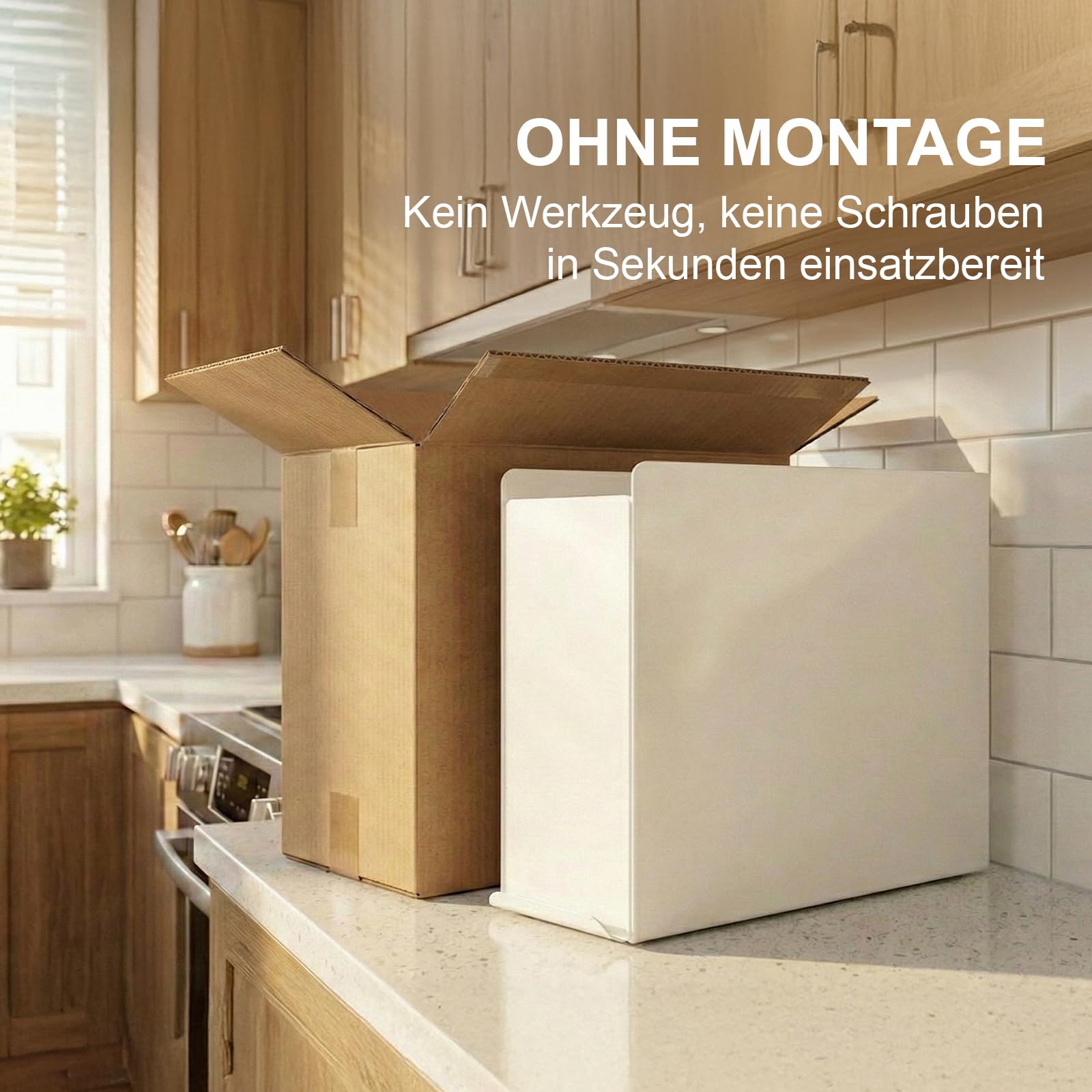 Gewürzregal Ausziehbar, 2 Etagen Gewürzregal mit Schublade ohne Bohren, Gewürz Organizer Küche für Arbeitsplatte und Schrank, Ölflaschen Organizer mit Küchenrollenhalter und 4 Haken