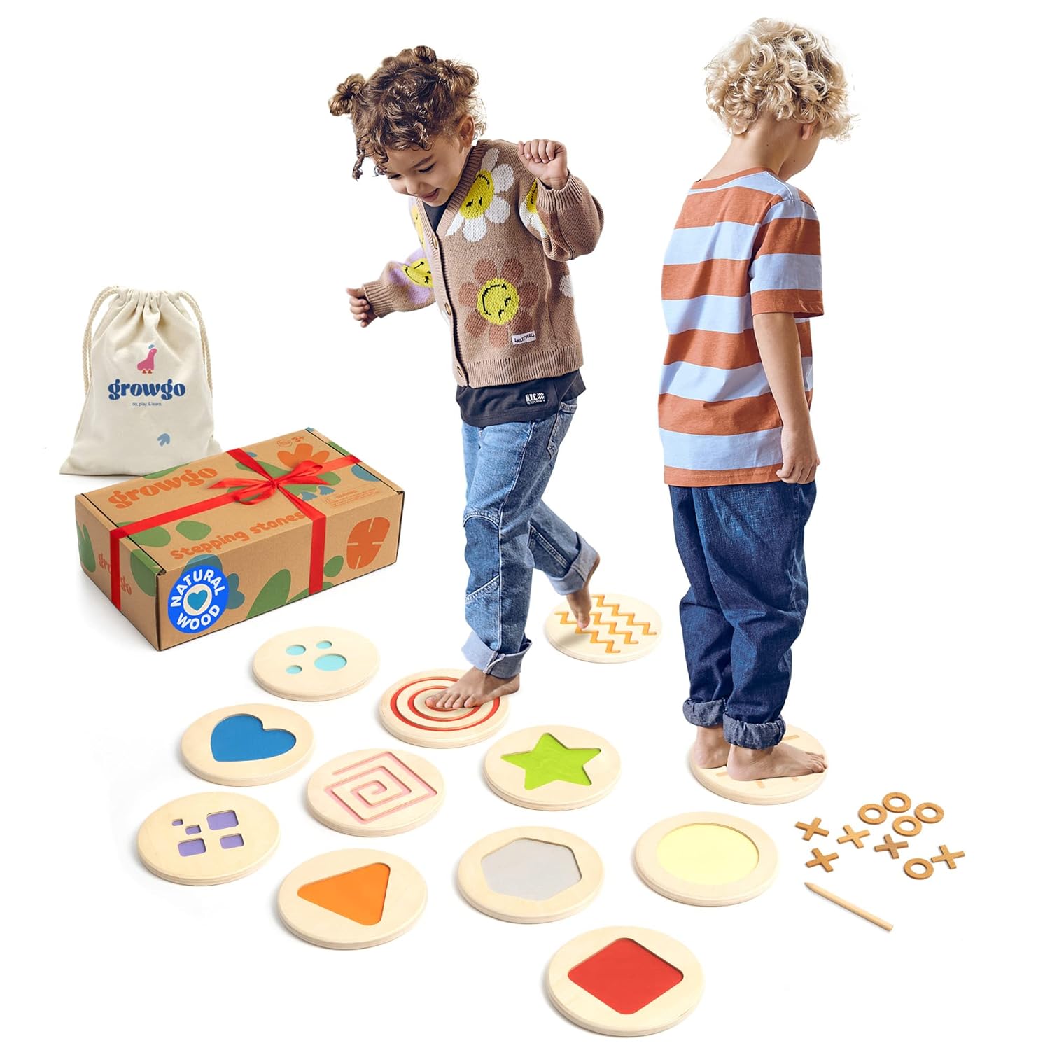 GROWGO Montessori Stepping Stones for Kids Set of 12 Balance Stepping