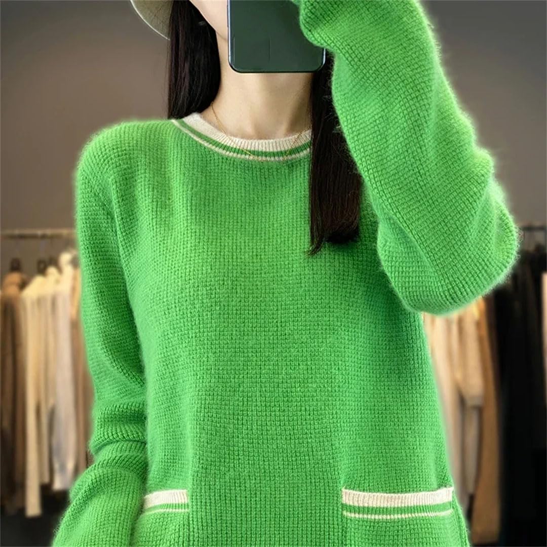 Sweter Damski Sweter Z Dzianiny Okrągły Kołnierz Swetry Kaszmir Bluzki Z Długim Rękawem