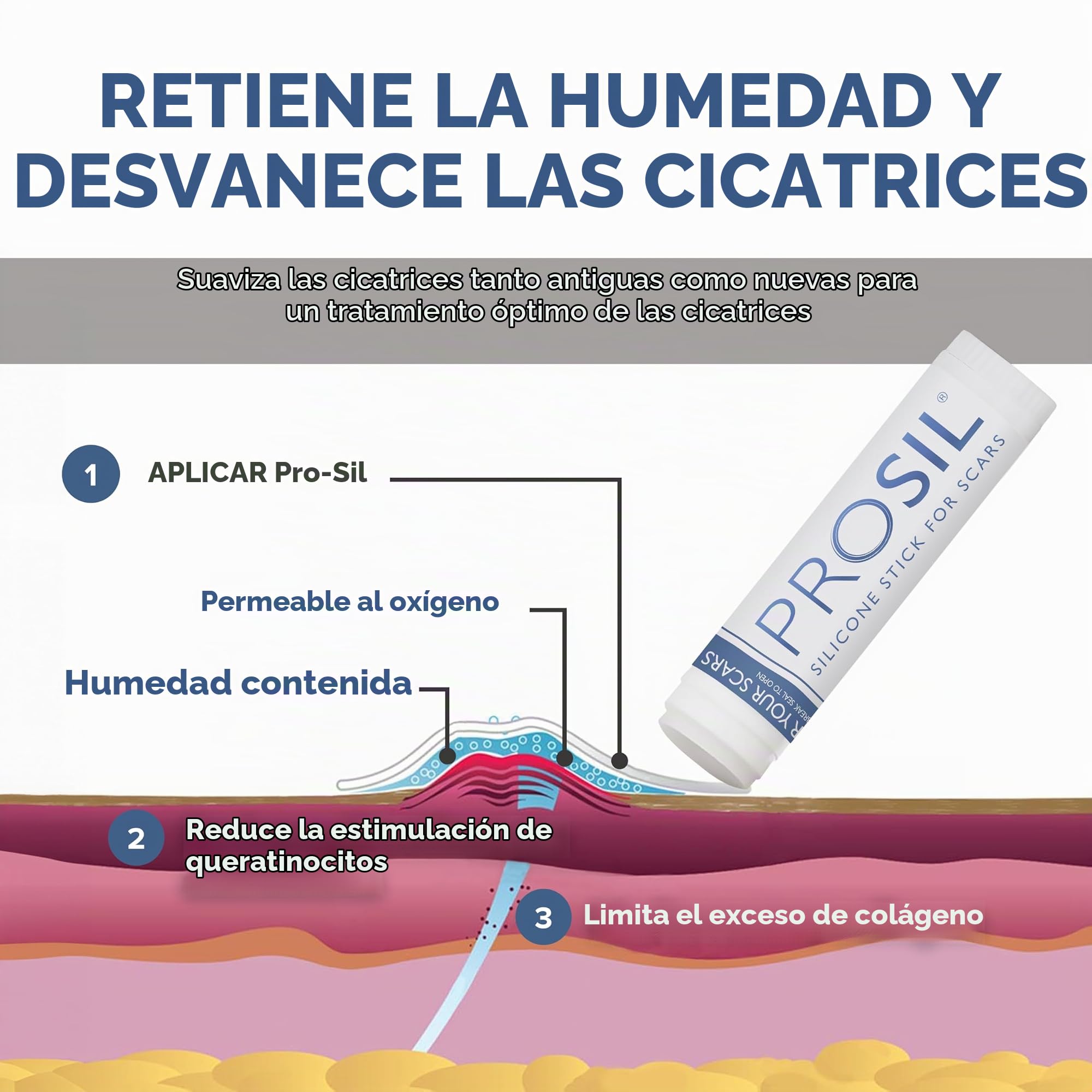 BIODERMIS - Stick de Silicona para Cuidado de Cicatrices | Ayuda con Cicatrices y Queloides | Ideal para Uso Diario | Fácil Aplicación, 17 g, Paquete de 1