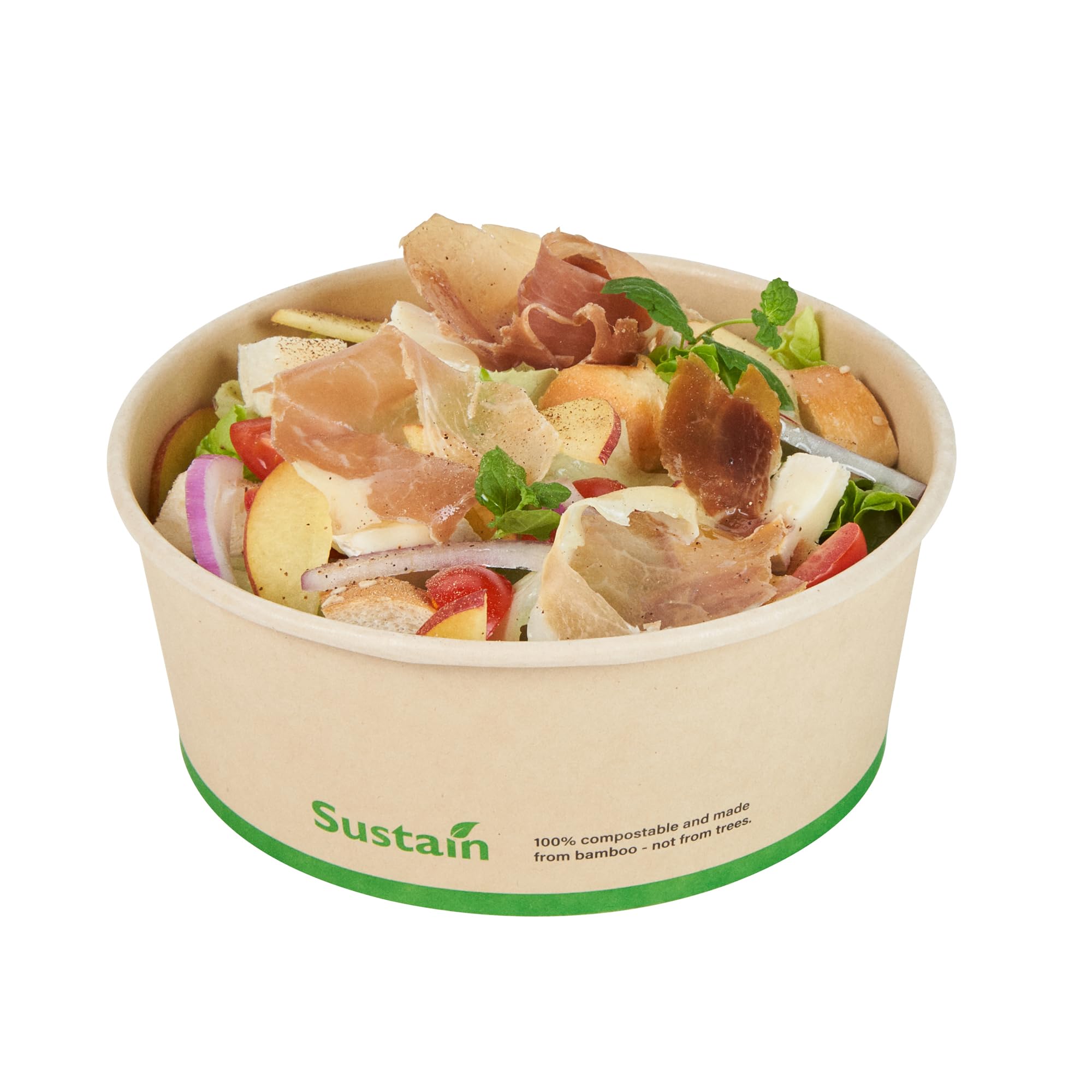 Restaurantware - Cajas de papel resistentes de 25 onzas, 50 recipientes redondos para alimentos, con forro de ácido poliláctico, compostables, contenedores de papel de bambú, desechables, a prueba de
