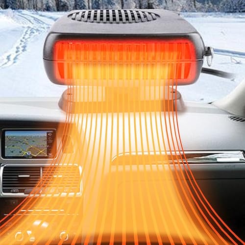 Calentador de coche, calentador de coche portátil de 12 V 200 W que se conecta al encendedor de cigarrillos, descongelador para parabrisas de