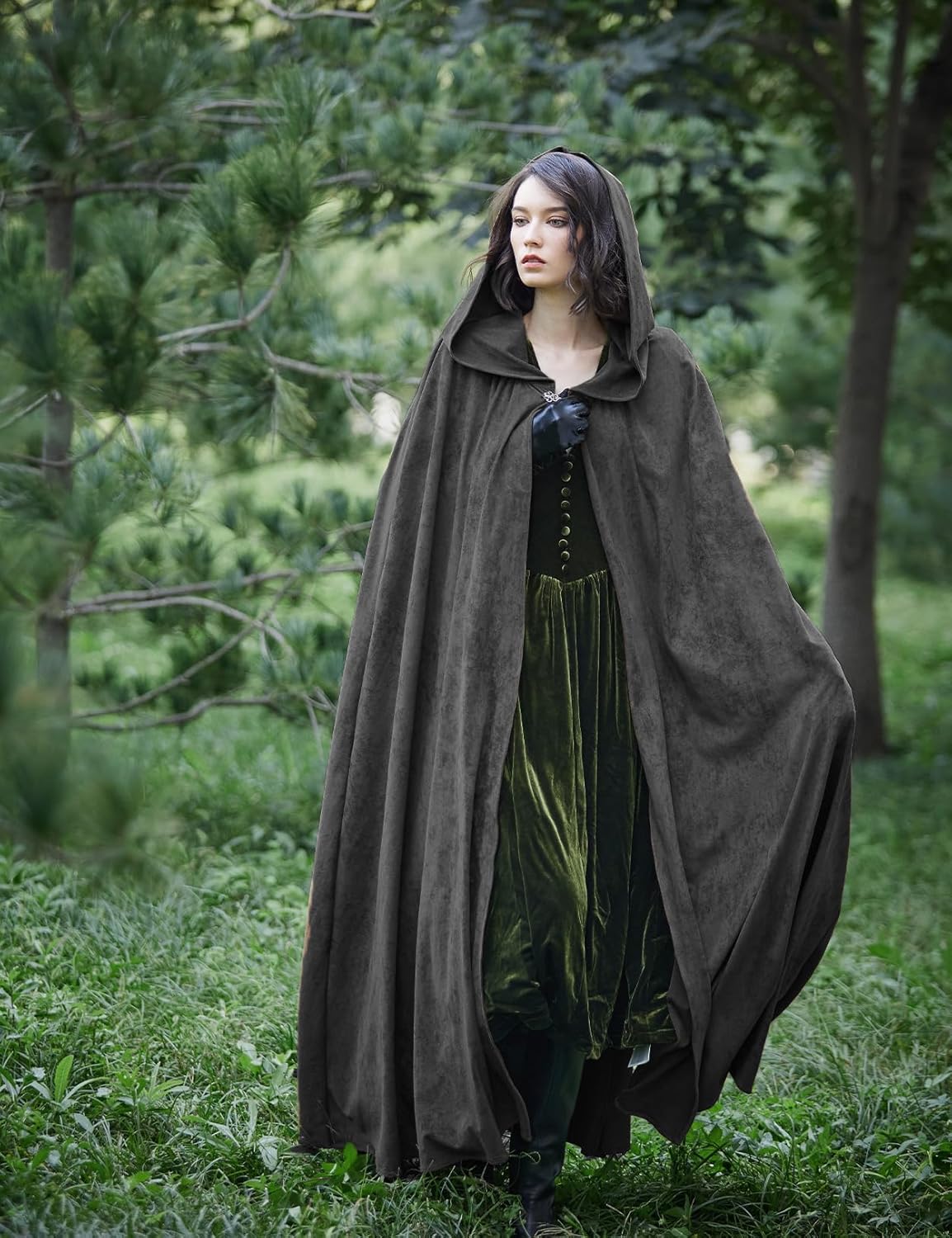 BEAUTELICATE Renaissance Hooded Cloak Cosplay Medieval Hobbit Halloween Suede Wizard Cape - Image 5