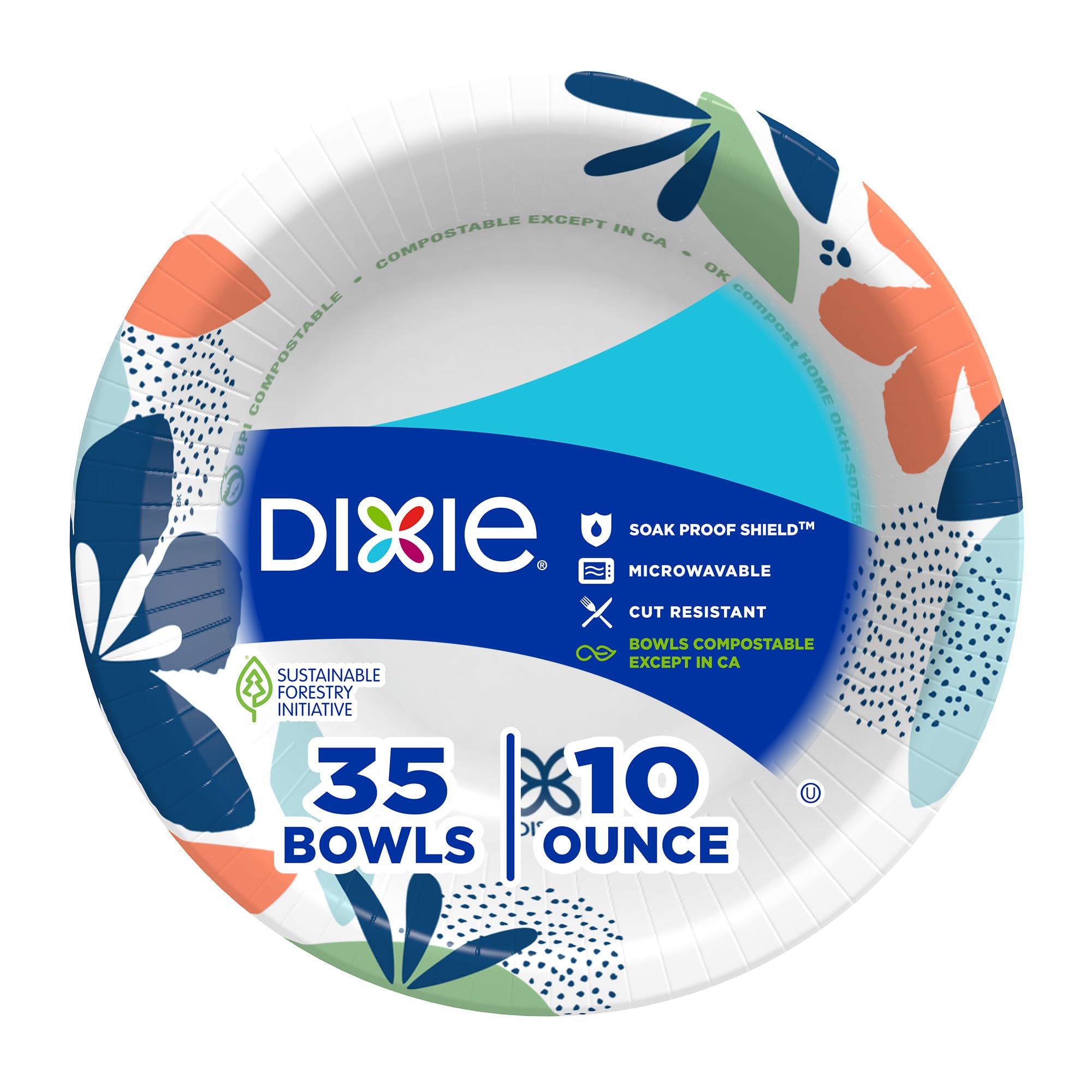Dixie Disposable Paper Bowls 10 oz, 35 Count