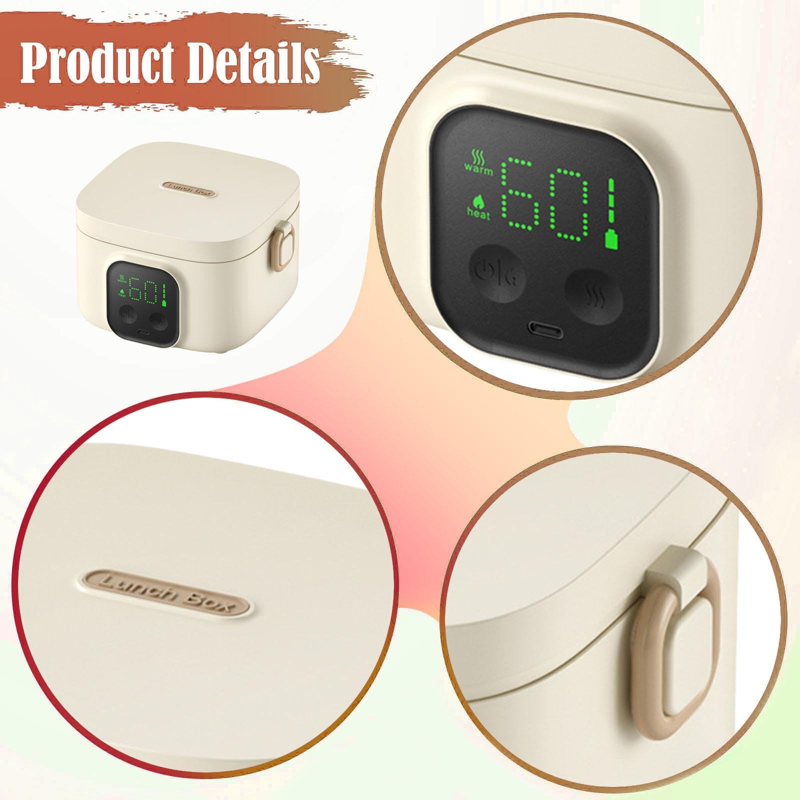 predolo Elektrische Lunchbox, tragbar, multifunktional, 500 ml, kabellos, thermostatgesteuerter Schüsselbehälter mit Warmhaltefunktion für Babynahrung, ideal