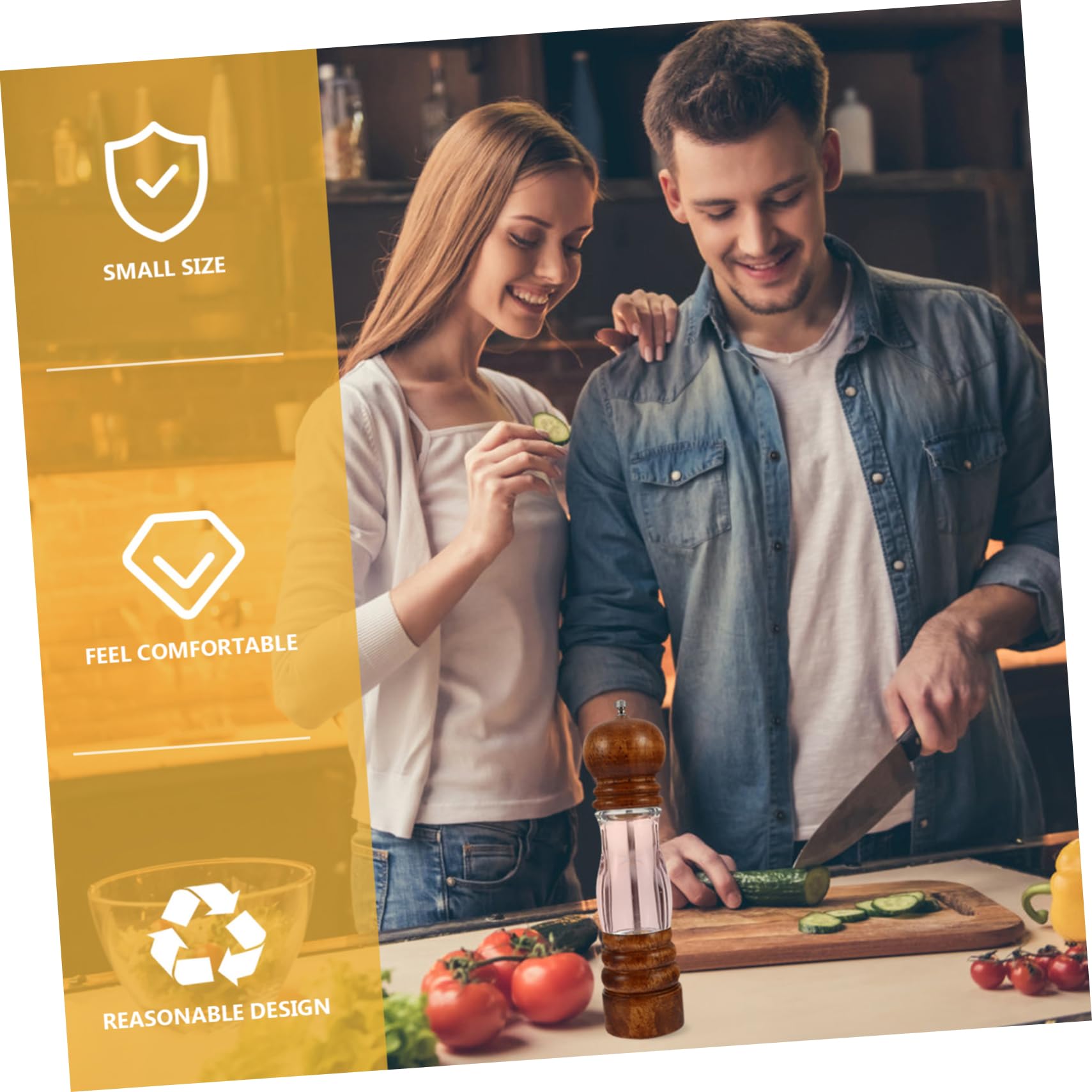 COLLBATH Pepper Grinder Tool Manual Coffee Grinder Coffee Bean Grinder Kitchen Supplies Small Mill Multi-function Salt Grinder Seasoning Shaker Bottles Kitchen Gadget Wood re-usable