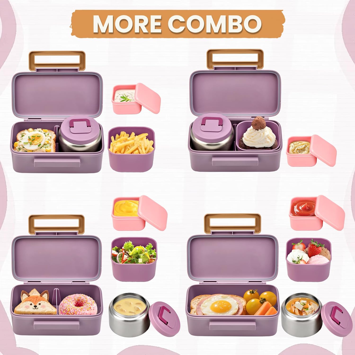 PIQUEBAR Bento Lunch Box for Kids with Thermo Ice Pack Lunch Food Container Insulated Bag, 18oz Plastic Sport Water Bottle for Kid Girls Boys - Image 4