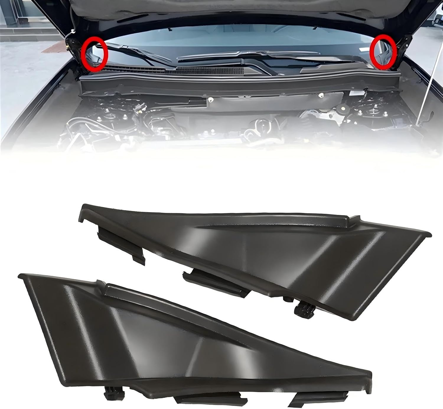 2PCS Front Wiper Side Cowl Extension Cover for Mitsubishi Outlander 2013-2020 Left + Right 7405A773 7405A774