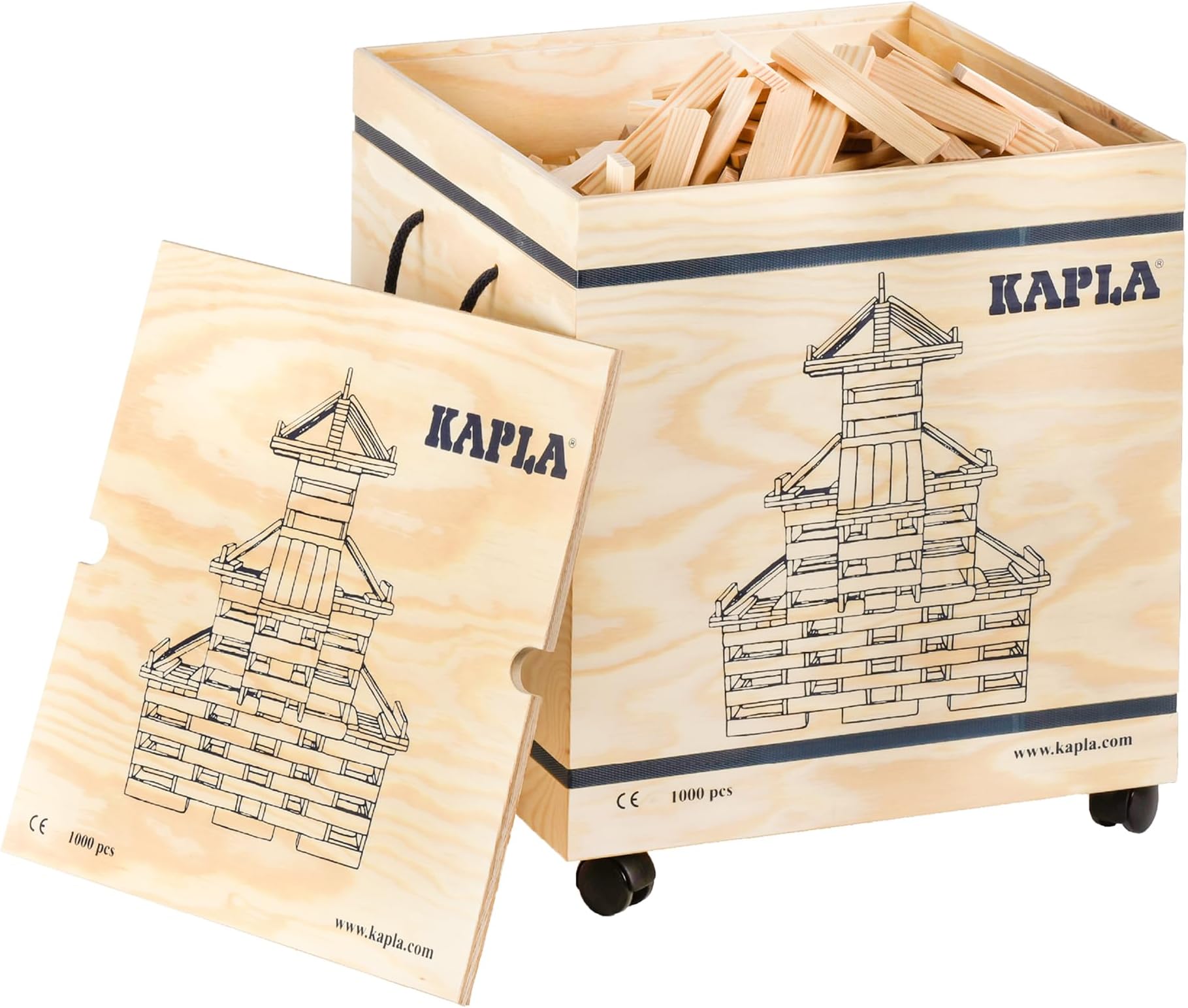 KAPLA - Box of 1000 Wooden Plates, Wooden Toy, Construction Toy, from 2 Years