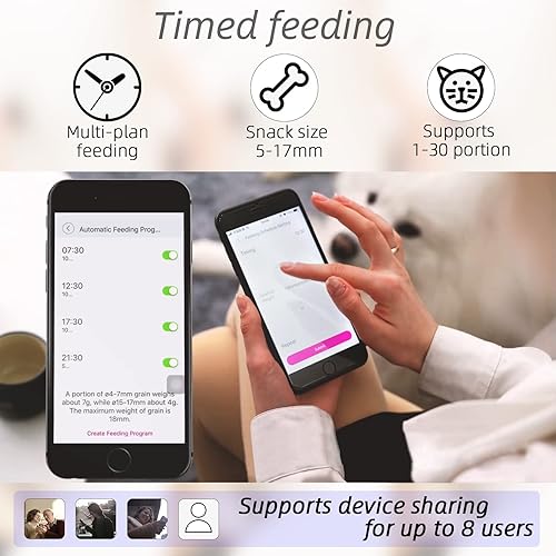 Miniatura 2 de 12L 5G WiFi Alimentador automático para perros de raza grande y alimentadores automáticos para gatos 1080P Full HD Pet Camera Treat Dispensador