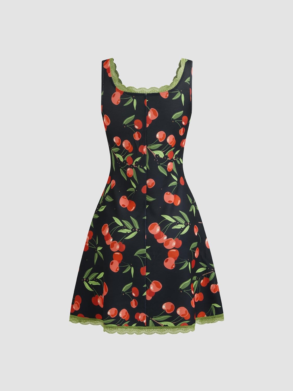 CIDER Mini Dresses for Women Cherry Sweetheart Neck Sleeveless Sundress Knotted Tie Sun Dresses for Summer: Black, M - Image 5