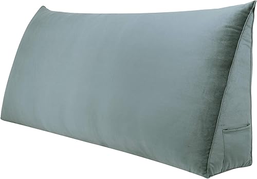 Miniatura 9 de WOWMAX Almohada de cuña para cabecera de cama de día, con funda extraíble, terciopelo negro, tamaño matrimonial