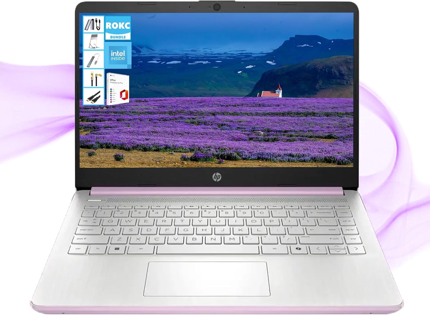 HP 14" HD Laptop with Microsoft Office and 1TB Cloud Storage (1-Year)| 4GB RAM| 128GB SSD & 128GB Portable SSD| Intel 4-Core CPU (Beat i3-10110U)|