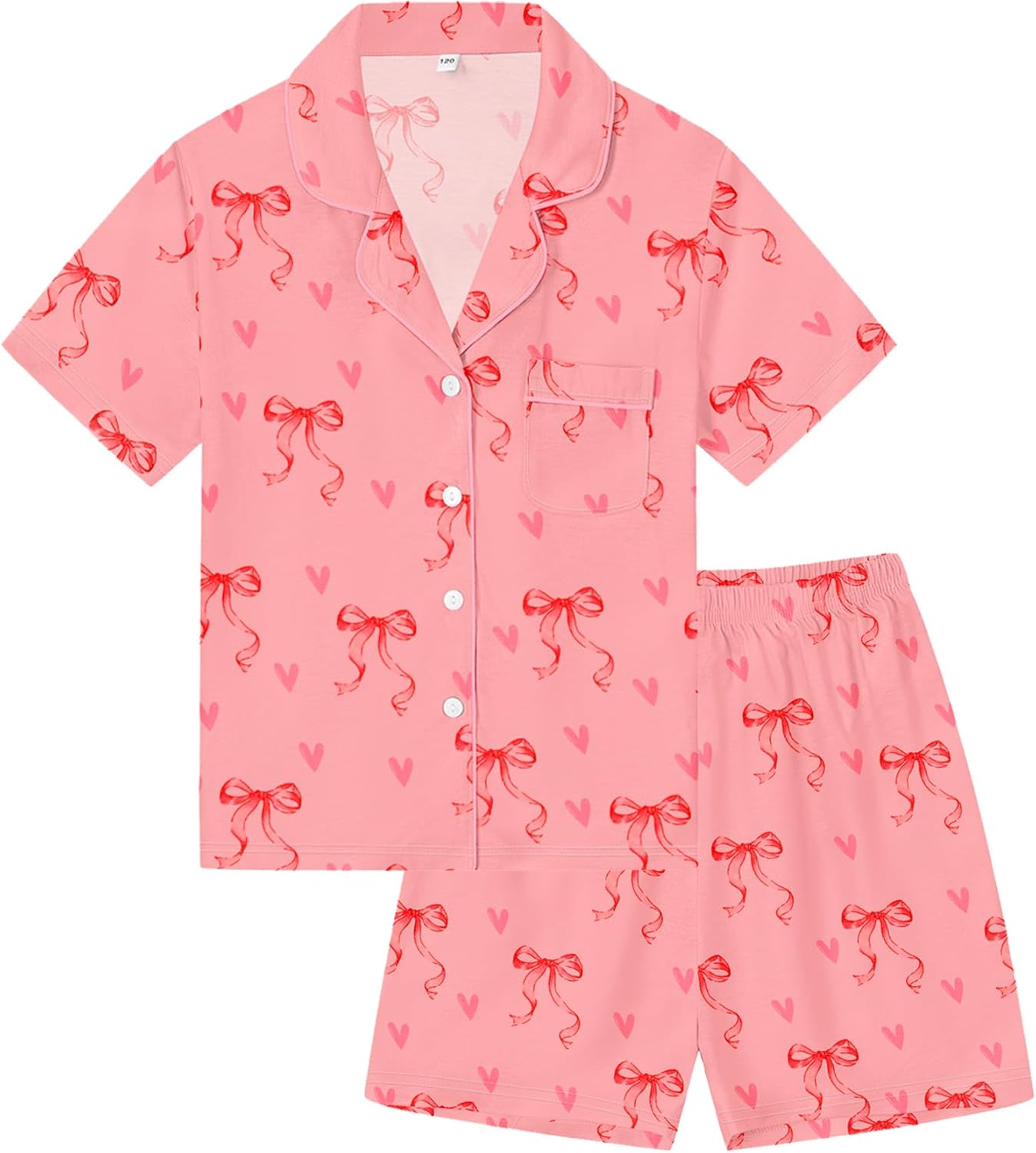 SWOMOG Kids Pajamas Sets 3PCS Short Sleeve Long Pants with Shorts Girls Boys Button Down PJS Cute Loungewear for 4T-15Years,