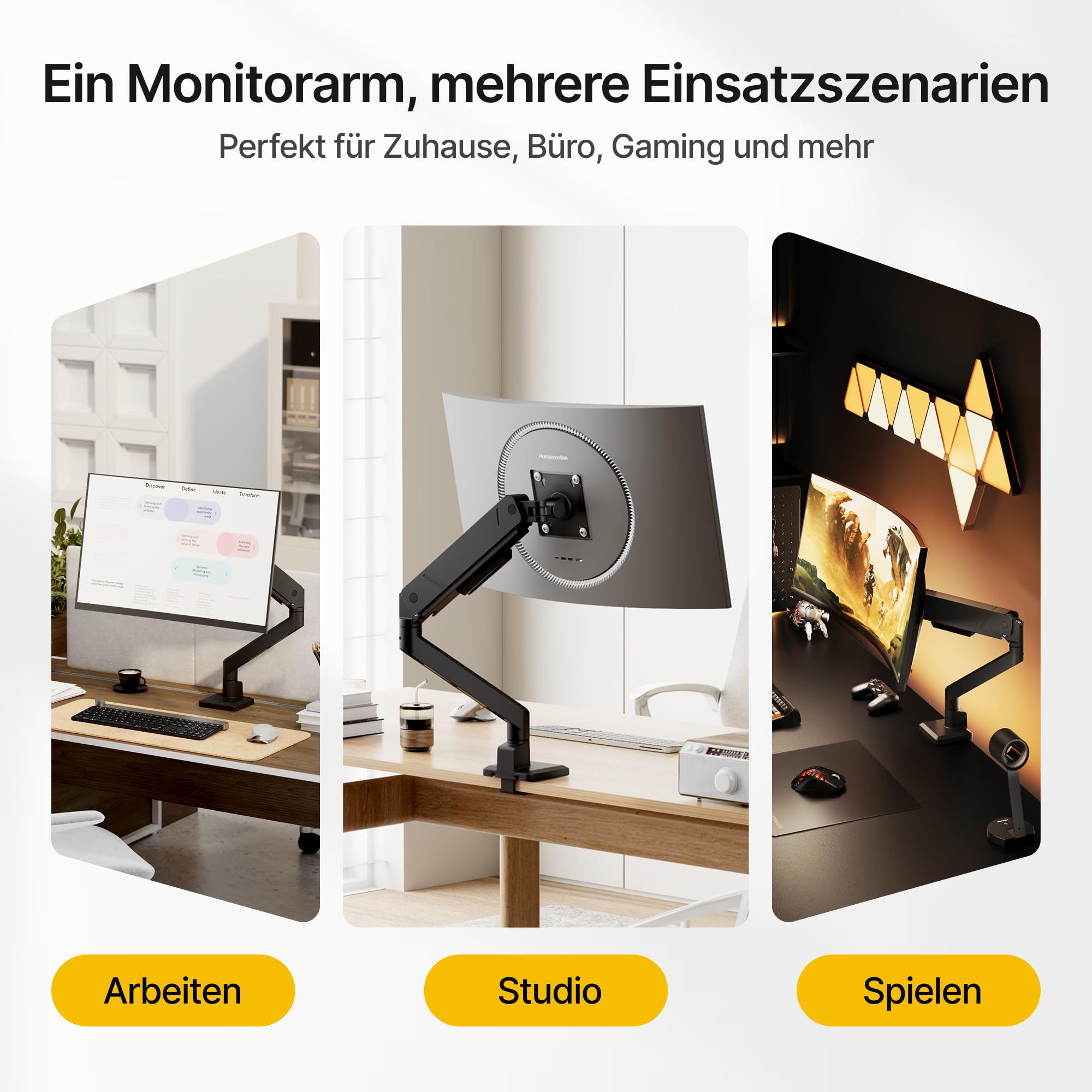 monTEK Monitor Halterung für 17-45 Zoll Bildschirme | Monitor Arm hält 1-16 kg, VESA 75/100, Neigbar, Schwenkbar, Drehbar