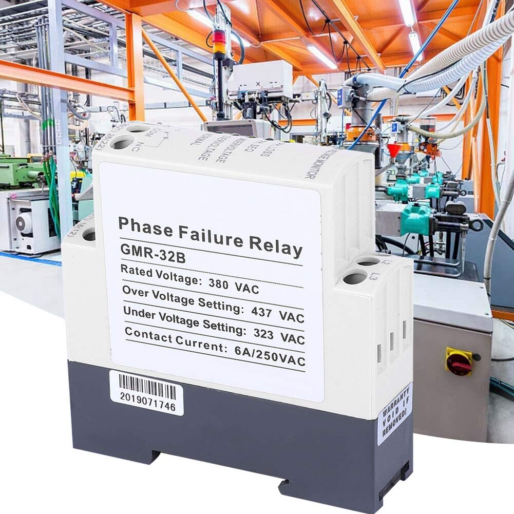 Relé de Monitoreo Trifásico, GMR-32B 380VAC Sobrevoltaje Subvoltaje Fase Secuencia Falla Protector Relé de Monitoreo de Voltaje