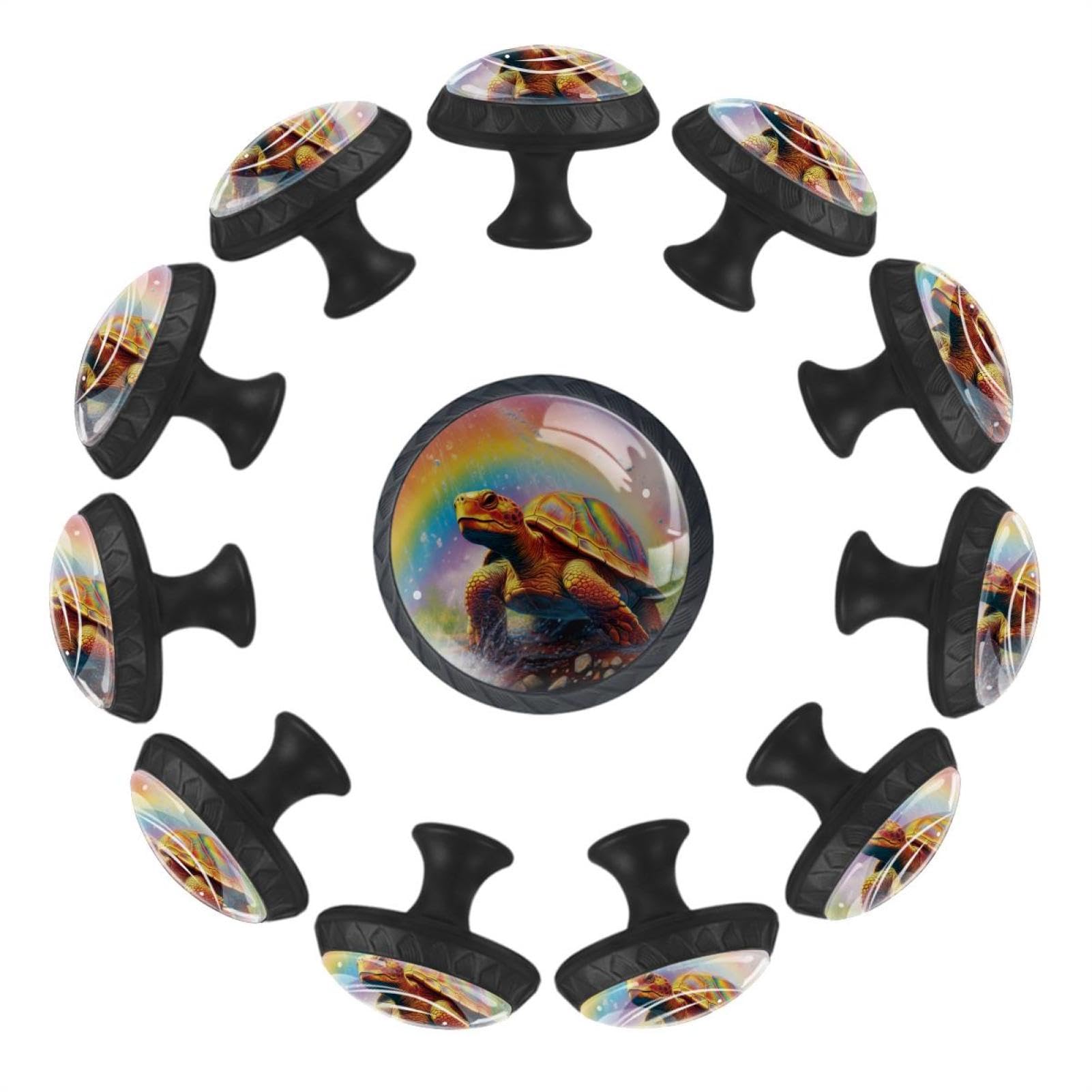 Boutons de tiroir ronds en verre cristal irisé x12 motif tortue