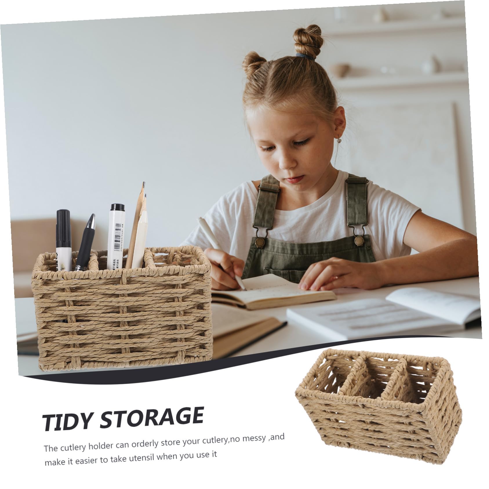 DOITOOL Cubo para Cubiertos Multifunción Soporte para Palillos Novedoso Gran Capacidad Cuerda de Papel Organizador Cocina Utensilios