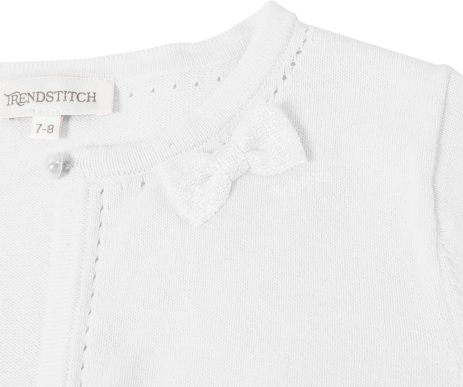 Girls' Cropped Long Sleeve Knitted Bolero Cardigan with Bowknot Button Closure - Kids' Shrug Sweater Jacket Outwear - Image 3