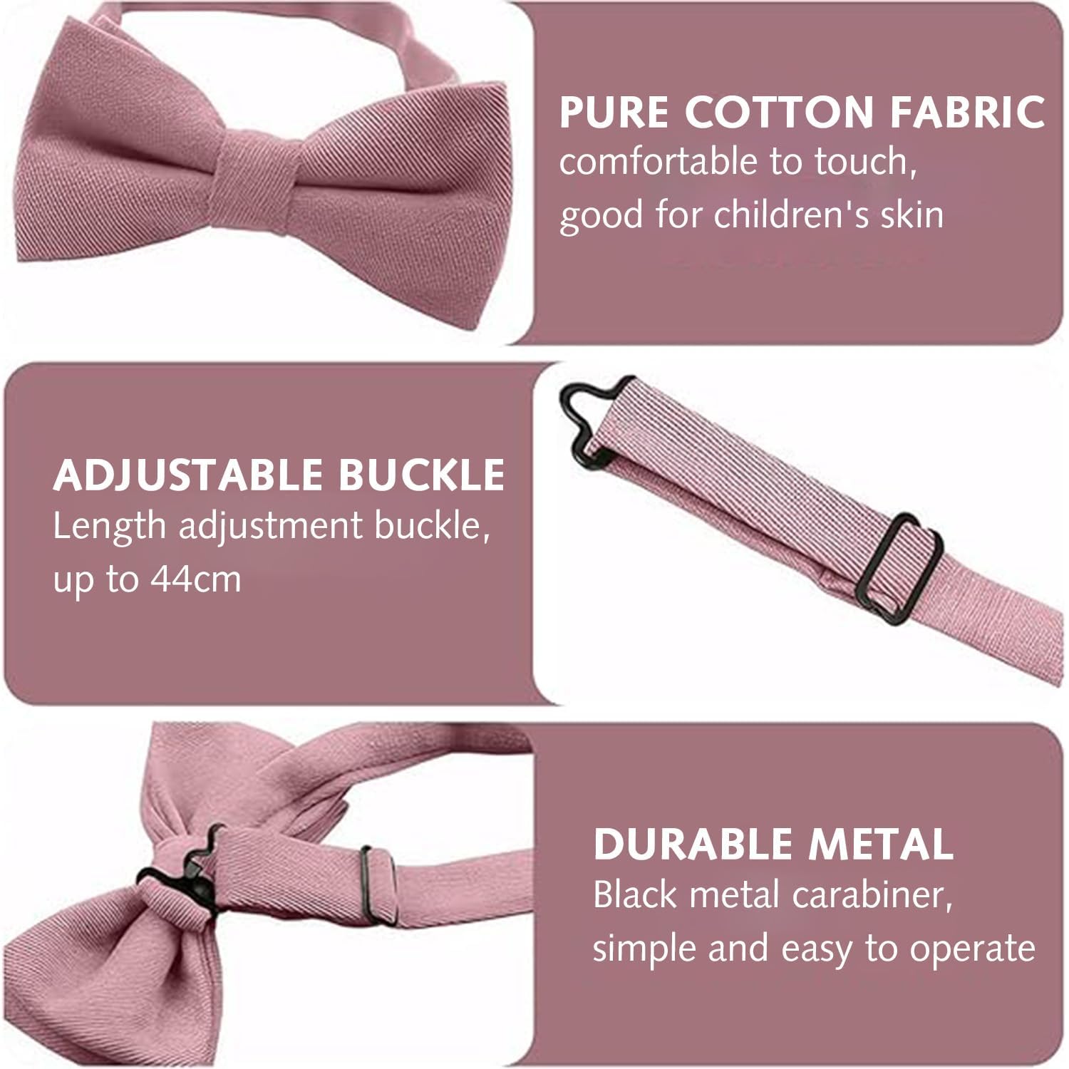 Luxiremi Kinder Fliege,Jungen vorgebundene Fliege Fliege mit verstellbarer Schnalle,Gurt Klassische einfarbige Fliege für Baby Kleinkind Geburtstag Hochzeit Formale Party Fancy Kleid. (Rosa)