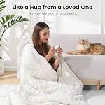 Weighted Blanket for Adults 15lbs, Drewin Soft and Thick Jacquard Sherpa Heavy Blanket for Calming and Relax, Dual Sided Ultra Soft Fuzzy Throw Blanket with Ceramic Beads, 60 x 80 inches, Cream White