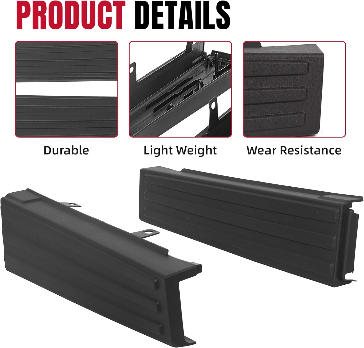 HECASA 2Pcs Flex Step Side Tailgate Molding End Cap Covers Compatible with 2009-2014 Ford F150 Replace for 9L3Z-9941018-AA 9L3Z-9941019-AA Tailgate Protector Molding Trim Pad Black