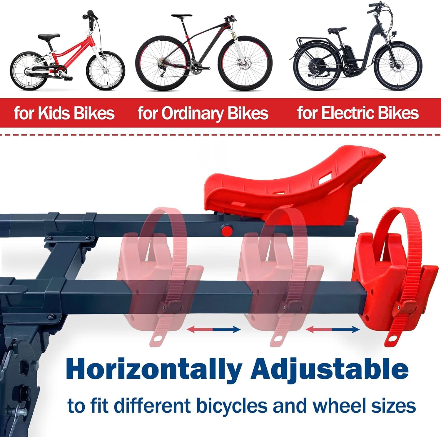 MARVOWARE 2'' Hitch Bike Rack for Cars, 2-Bike Electric Bike eBike Carrier for Standard, Fat Tire Bicycles, 160 lbs Capacity with Smart Tilting (Red)