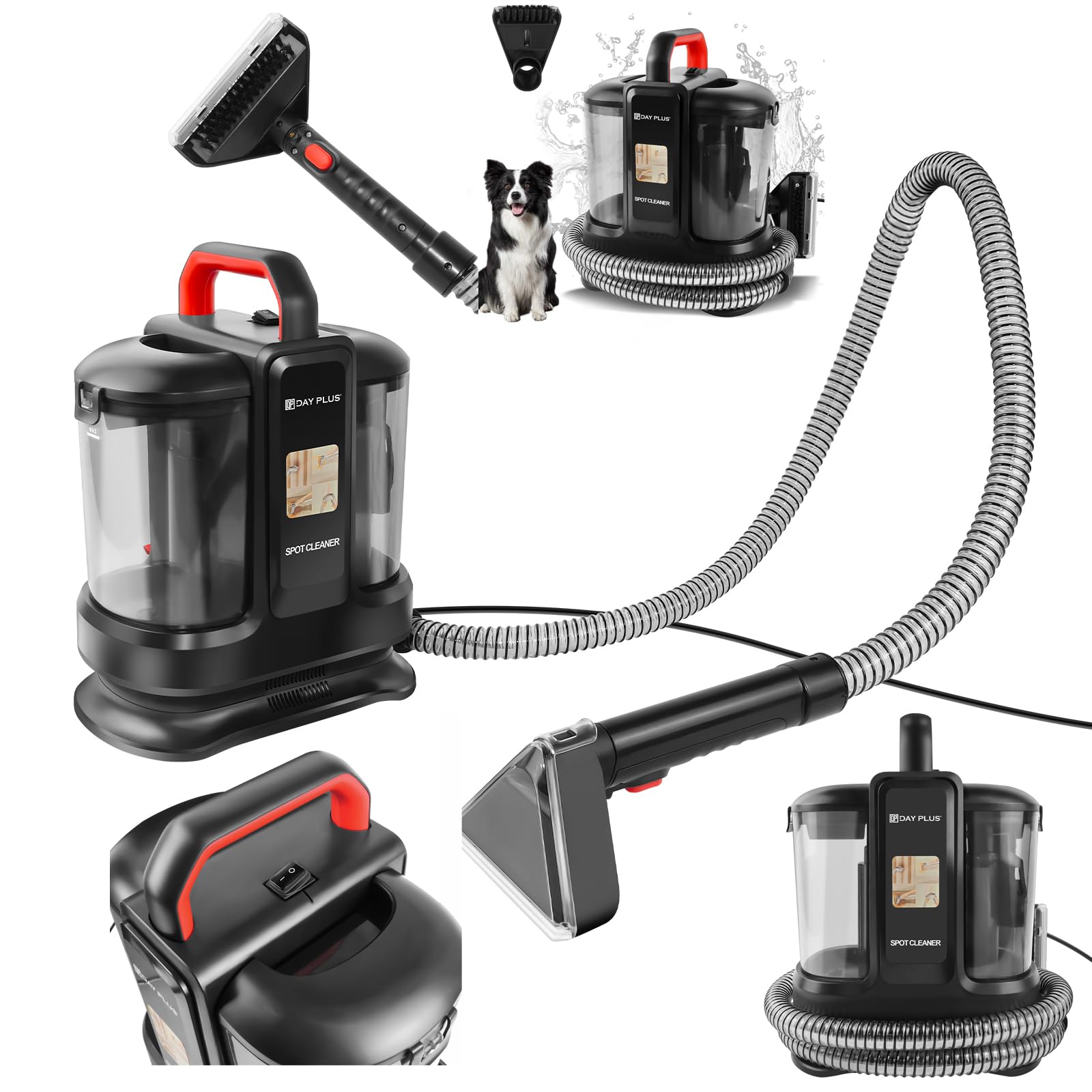 Lucn 5000W Spot Washer Hurricane Wet Handheld Vacuum Cleaner for Car, Sofa, Upholstery, Carpet, Stairs. Compact, Powerful Cleaning Machine with Dual-Tank