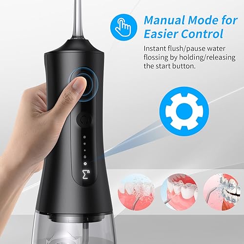 Miniatura 3 de ENPULY Irrigador dental de agua inalámbrico para limpieza de dientes, púas de limpieza de dientes de agua portátil de 10.1 fl oz con 5 modos, 5
