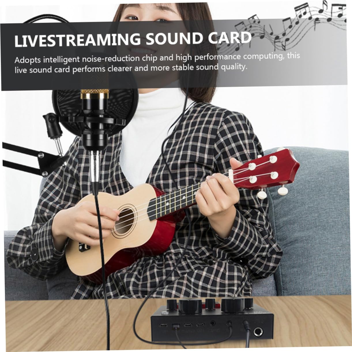BESTonZON Live Streaming Equipment Kit Condenser Microphone Set Sound Card for Singing Recording