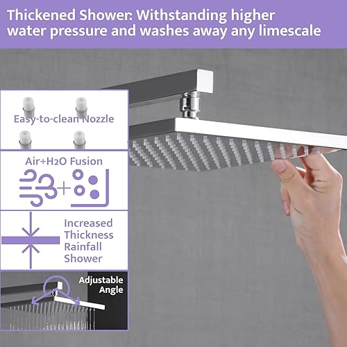 Miniatura 4 de Sistema de ducha cromado de montaje en pared con 4 chorros corporales, accesorios de ducha desviadores de botón con 2 en 1 de mano, cabezal de ducha