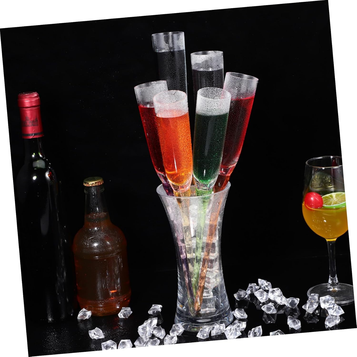 Garneck Colorful Acrylic Goblet Set Unbreakable Highball Glasses for Parties Sturdy Wine Cups for Cocktails and Bubbly for Weddings and Celebrations