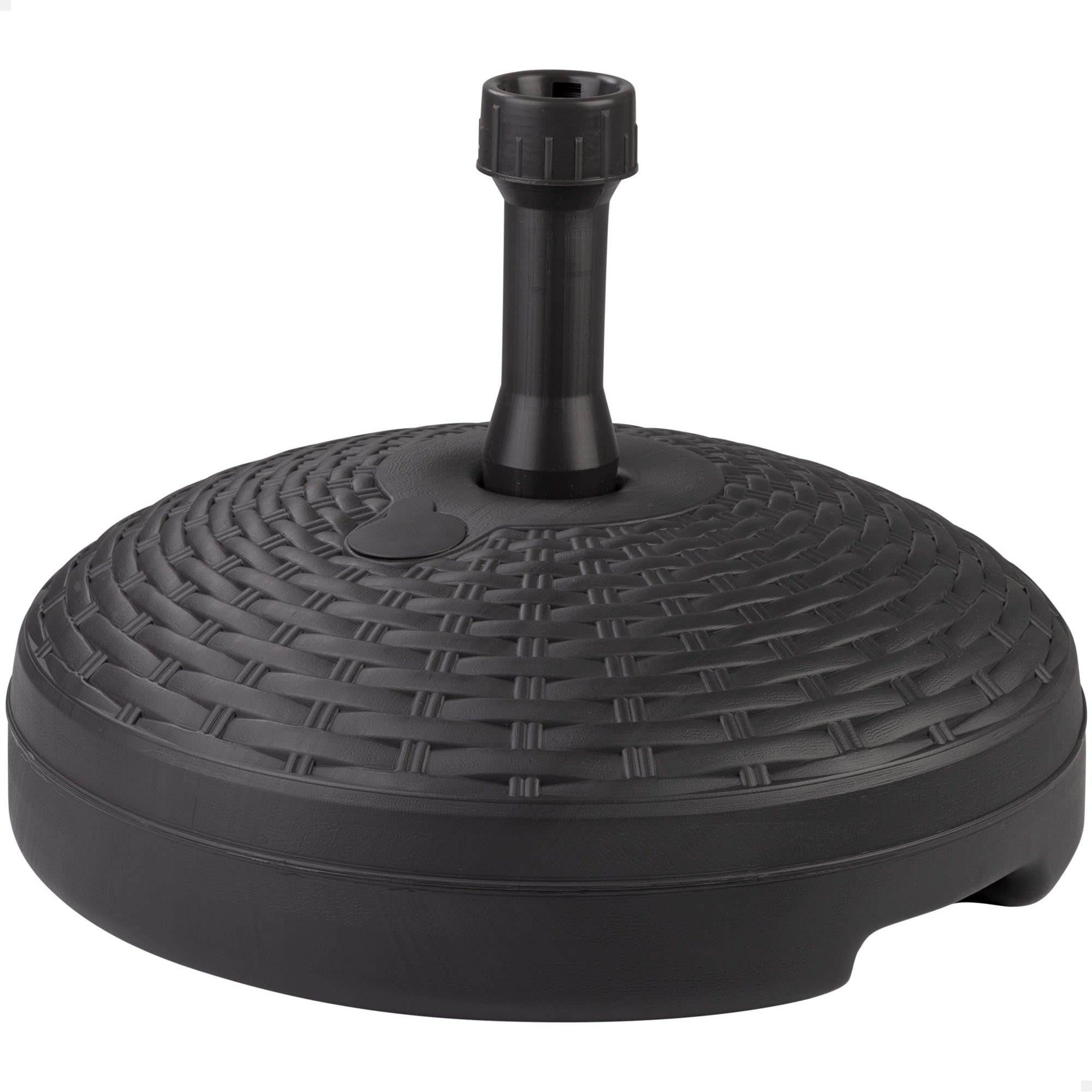 AKTIVE 61130 - Base sombrilla terraza exterior circular negra, resistente al agua y a los rayos del sol, cuenta con depósito de agua o arena, parasol duradero y estable