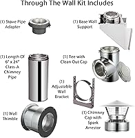 Vista 4 de Soporte de pared base para tubo de chimenea aislado de doble pared de acero inoxidable 304 de 6 pulgadas de diámetro