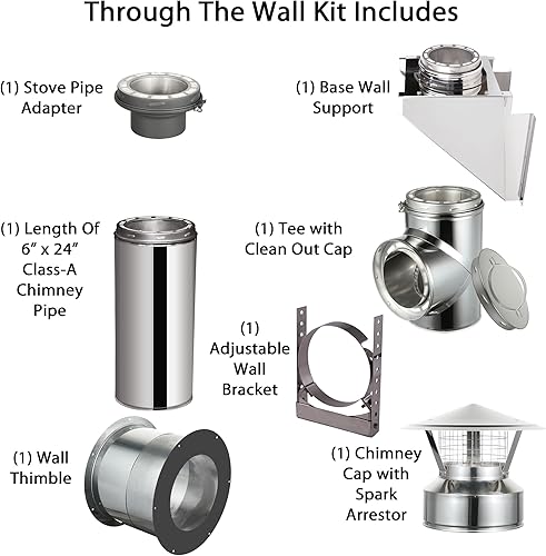 Miniatura 4 de Soporte de pared base para tubo de chimenea aislado de doble pared de acero inoxidable 304 de 6 pulgadas de diámetro