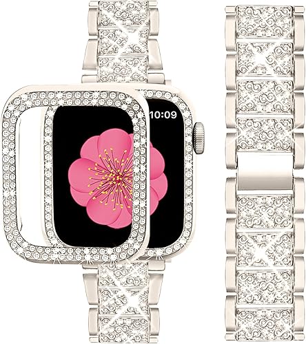 Miniatura 8 de Supoix - Correa de metal para Apple Watch + funda, incluye 2 protectores de pantalla para iWatch Series