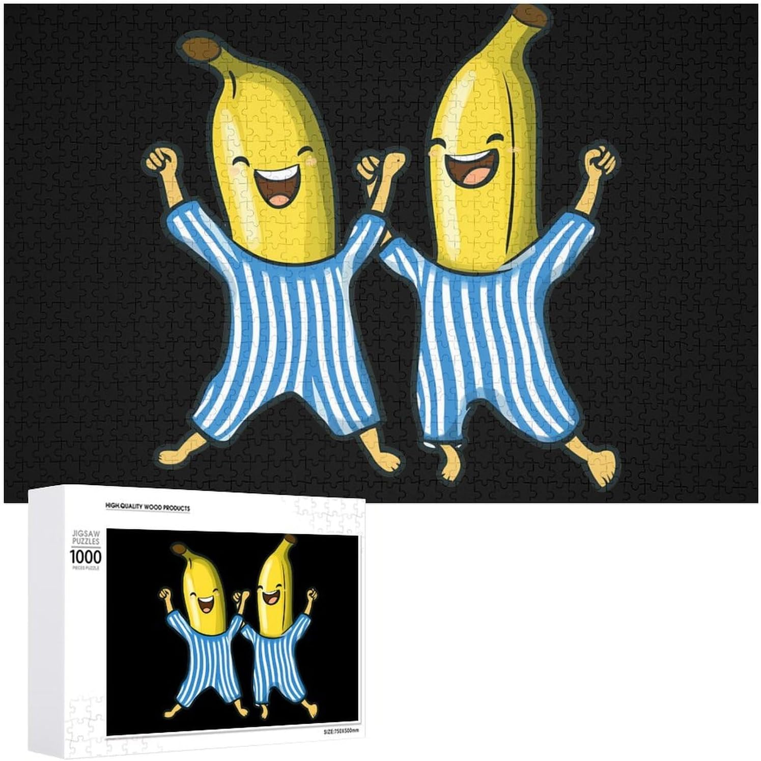 Funny Bananas in Pajamas Wood Puzzle Challenging Jigsaw Puzzles for Women Men