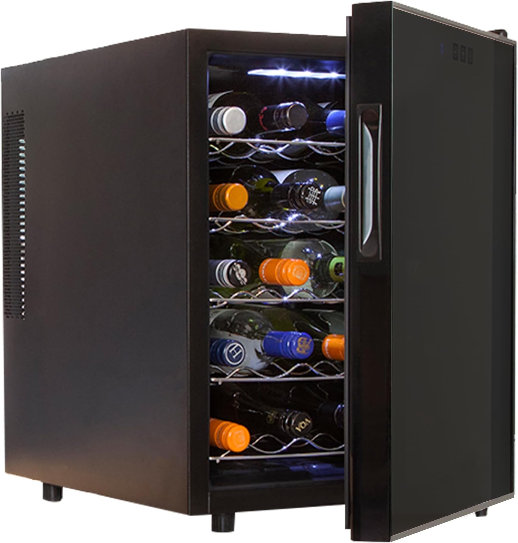 - 20 Bottle Wine Fridge – Freestanding Wine Cooler with Glass Door, 1.7 Cu Ft (48L), Beverage Can Refrigerator, Digital Temperature Control, Ideal for White, Red & Sparkling Wine, Champagne