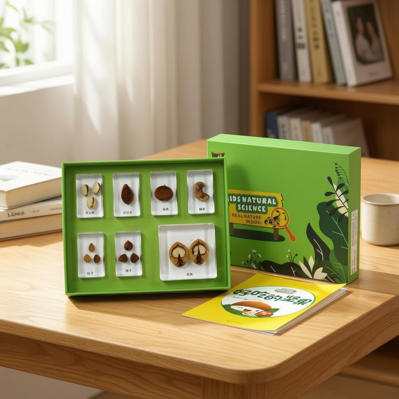 Especimen Educativo Infantil Conjunto de Aprendizaje de Biología Bloques de Resina con Bandeja Incluye Hojas Didácticas y Tarjetas Caja Clasificadora, Concha con Una Hermosa Casa