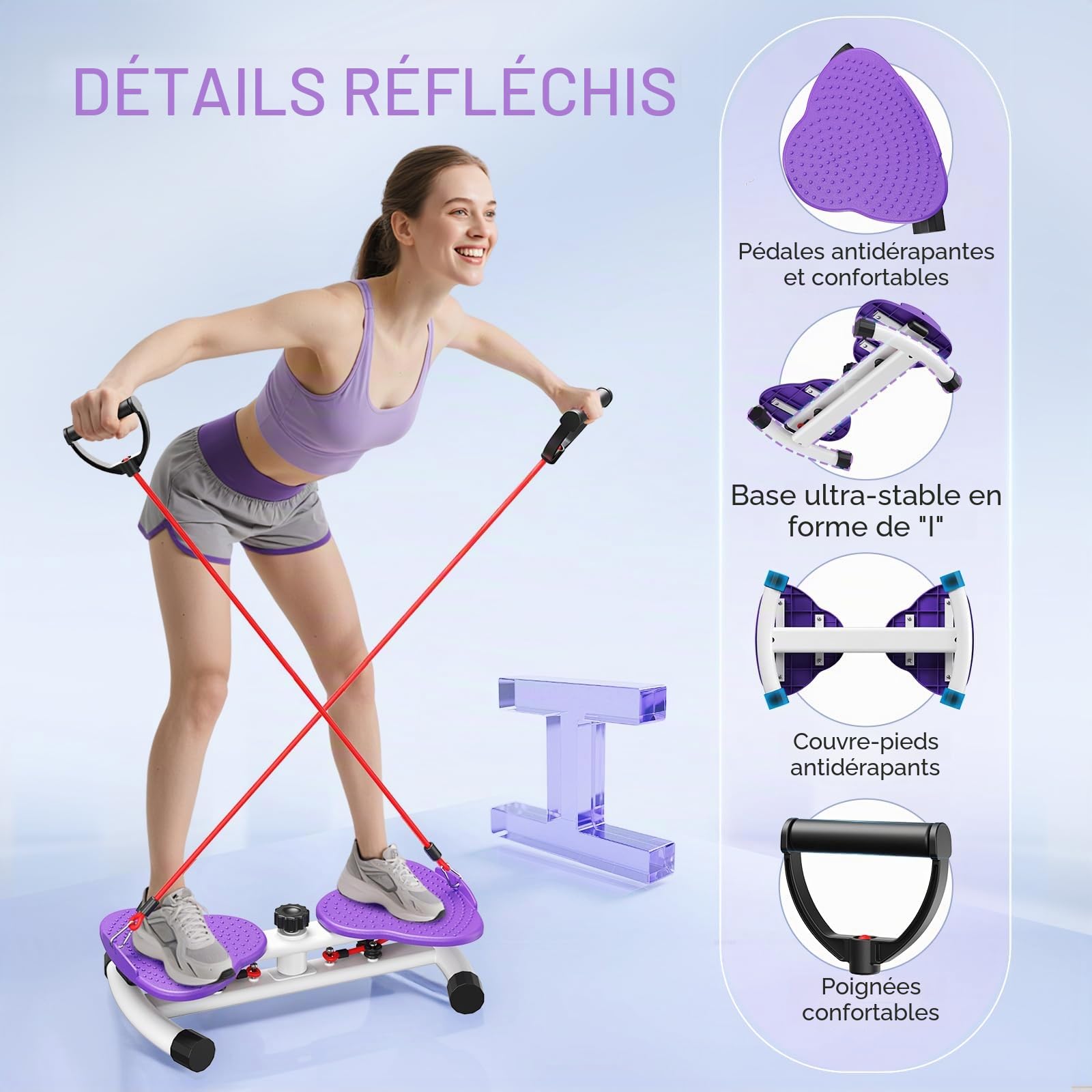 Torsion Disque de Taille, Twist Waist Disc Board avec cordon de serrage, équipement de fitness pour la maison,Appareil de torsion de la taille avec résistance réglable et fonction de massage