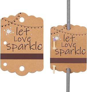 100pcs Cute Wedding Sparkler Tags with Match Holder and Striker Send Off Exit Tags for Weddings, Kraft Paper