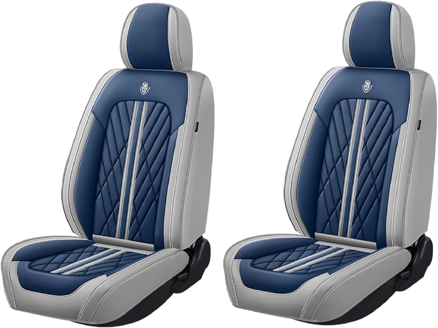 Universal Fit Waterproof Breathable Nappa Leather Automotive Vehicle Car Seat Covers Set Cushion Protector for Sedan SUV Blue Grey Full Set 5 Seats image 4 of 6 B0CBSC4FMS