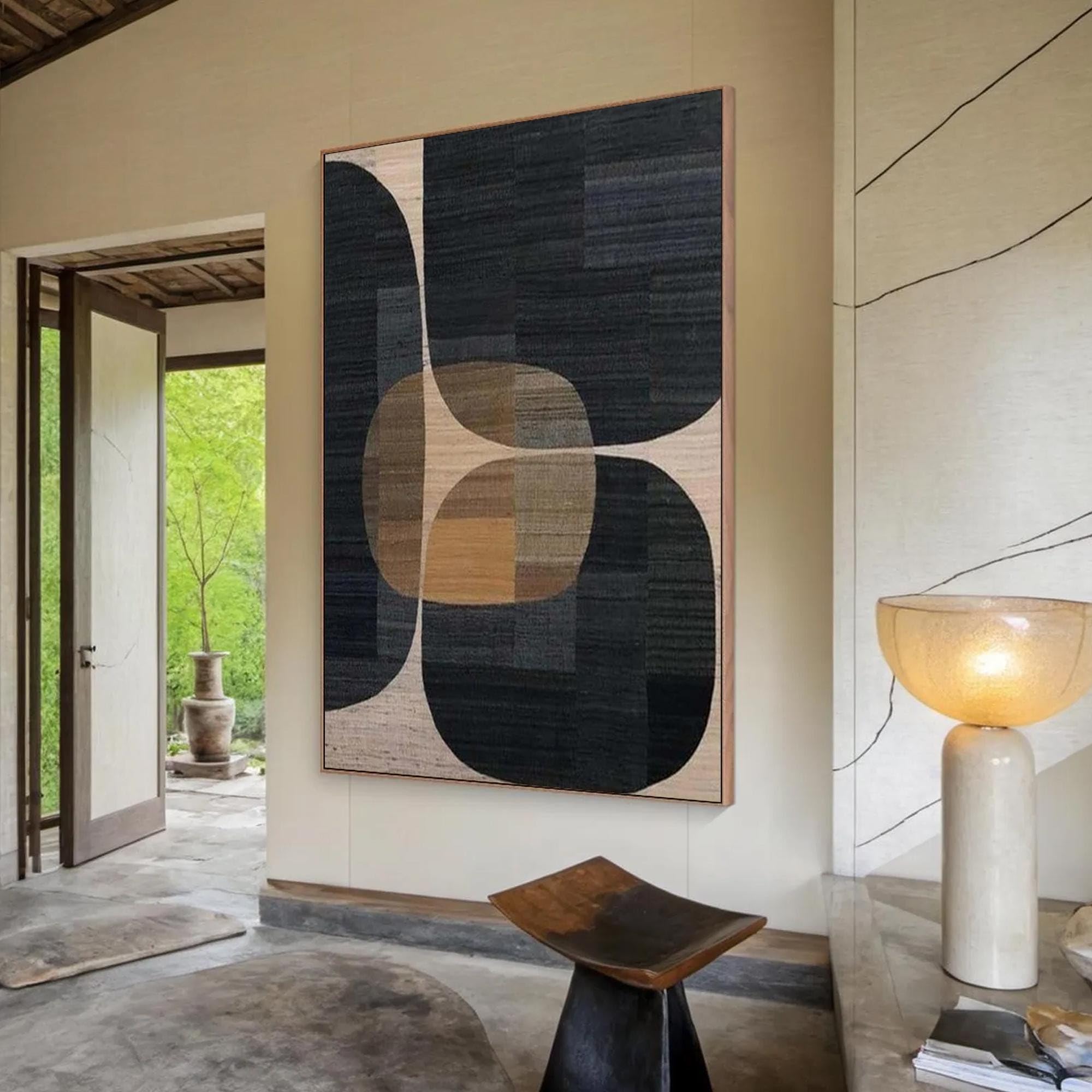 LMYCHENG Wabi Sabi Wall Art Black & Brown Abstract Painting, Minimalist Wall Art Large Neutral Texture Canvas Art Office Decor(80x120cm/Frameless)