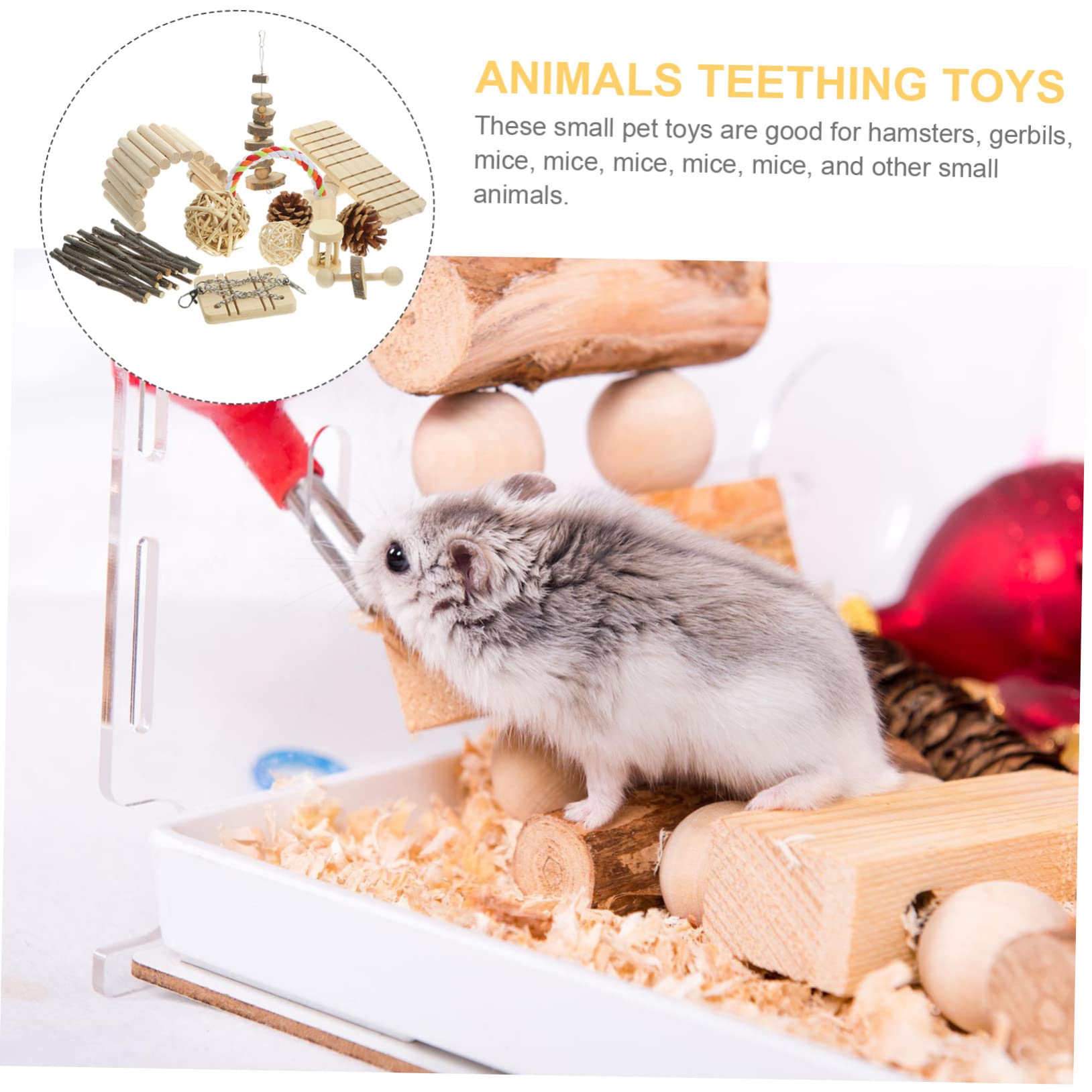 Happyyami 1satz Hamster Spielzeug Set Aus Holz Kauspielzeug Für Kleintiere Inklusive Wippe Schaukel Und Karotten-grasball Für Hamster Meerschweinchen Und Kaninchen Sicheres Und Langlebiges